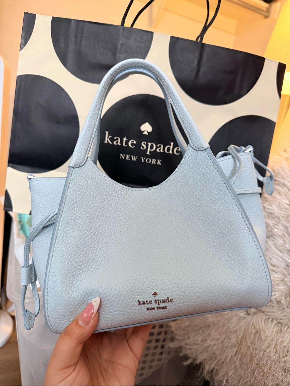 kate spade Light Blue Pebble Leather Mini Tote